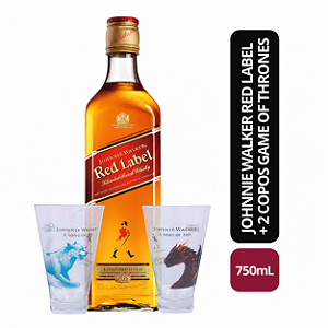 Whisky Johnnie Walker Red Label 750ml + 2 Copos Game Of Thrones (Vidro)