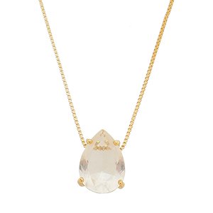 Colar Gota Cristal Banhado em Ouro 18K