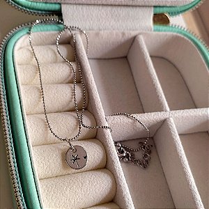 Colar Com Pingente Coqueiro Banhado em Ródio Branco