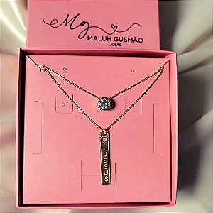 Kit Colar Plaquinha Jesus e Colar Ponto de Luz Banho a Ouro 18K