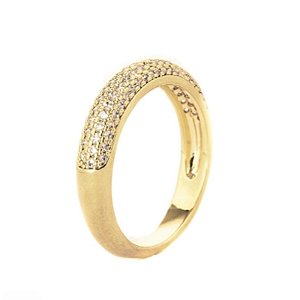 Anel Aparador Meio  Cravejado Com Zircônias Banho em Ouro 18K