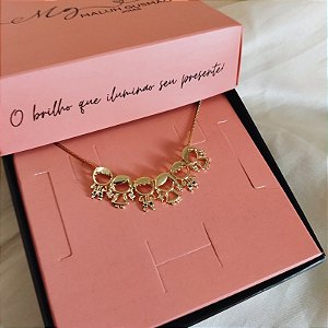 Colar 06 Filhos (as) Com Zircônias Banho em Ouro 18K