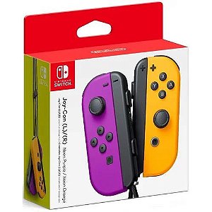 CONTROLES JOY-CON NEON PÚRPURA E NEON LARANJA SWITCH