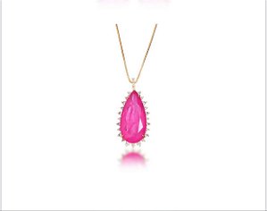 Colar Gota Rosa Cravejada Em Volta