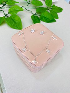 Conjunto Colar e Brinco Estrela Prata