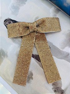 Presilha Laço Brilhoso Dourado