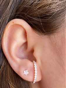 Ear Cuff Cravejado Prata 925
