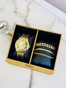 Relógio Euro + Kit Pulseiras