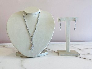 Conjunto Gravatinha Gotas Prata