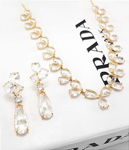 Colar Gota Cristal Dourado