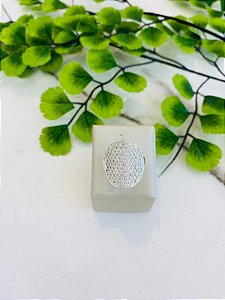 Anel Oval Micro Zircônias Prata