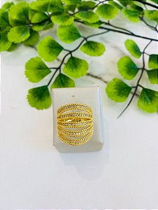 Anel 5 Fios De Zircônias Dourado