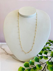 Colar de Gota Com Bolinha Dourado