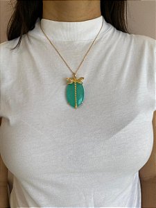 Colar Libélula Pedra Verde