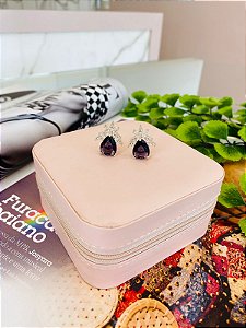 Brinco Gota Lilas Prata