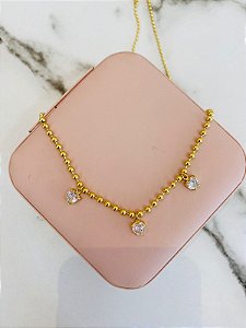 Colar De Bolinhas Prensadas Três Corações