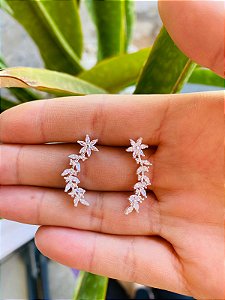 Brinco Ear Cuff Flor Prata