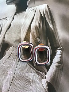 Brinco Quadrado Organico Rodio Branco