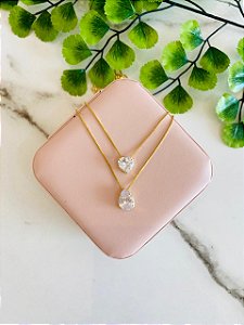 Colar Coração e Gota Dourado