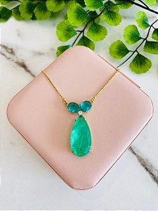 Colar Gota Pedra Verde