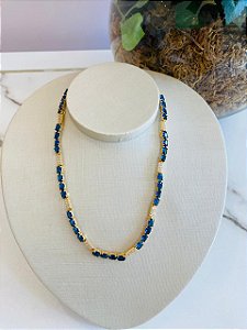 choker pedras azuis