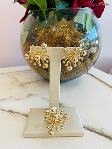 Conjunto Brinco e Anel Poetico Dourado