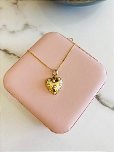 Colar Coração Com Pérolas