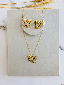 Conjunto Brinco de Coração Dourada