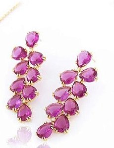 Brinco Longo de Gota Pink