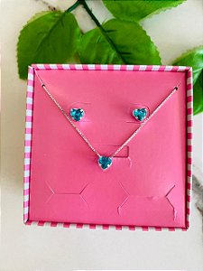 Conjunto Coração Prata 925
