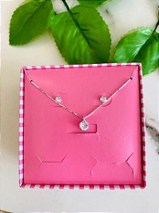 Conjunto Ponto De Luz Prata 925