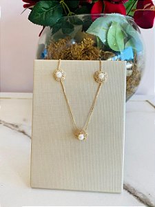 Conjunto  Flor Cravejado Com Perola