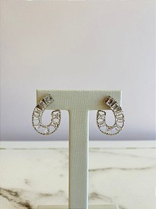 Brinco Curva Cristal Ródio Branco