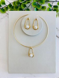 Conjunto Chocker Aro Perola