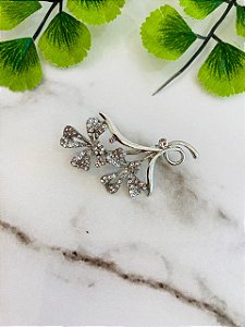 Broche Flores Cristal Prata