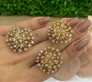 Conjunto Flor Aberta Cravejada