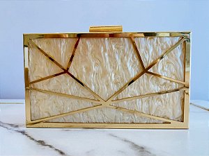 Clutch Madreperola Detalhes Dourado