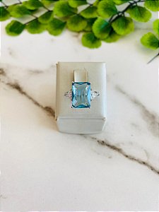 Anel Pedra Retângular Azul