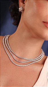Choker Riviera 3 Pontas Ródio Branco 45 CM