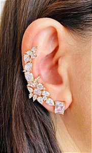 Ear Cuff Com Pedras Douradas