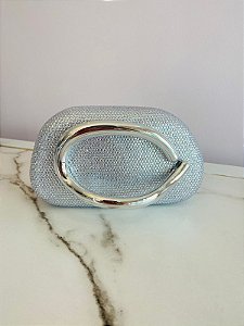 Clutch anel prateado cravejada prata