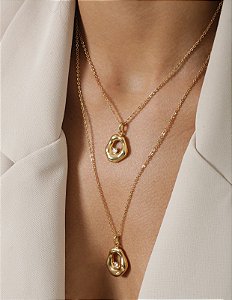 Conjunto Colar Duplo Orgânico Cristal