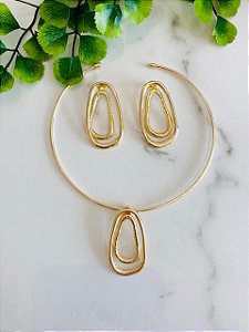 Conjunto Choker Aro circulo duplo organico