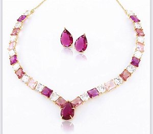 Conjunto Gota  Redondo de Zirconia