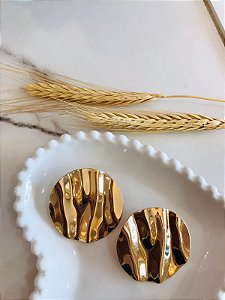 Máxi Brinco orgânico redondo dourado