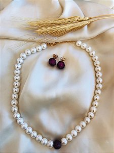 conjunto de perolas com detalhes rosa