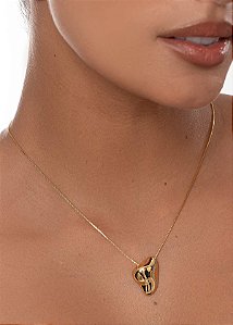 Colar Curto com Pingente Organico Blend Dourado
