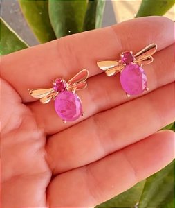 Brinco abelha rosa