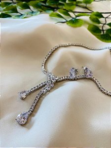 Conjunto Cravejado Ródio Branco