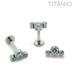 Labret Cluster Triplo Angular Titânio